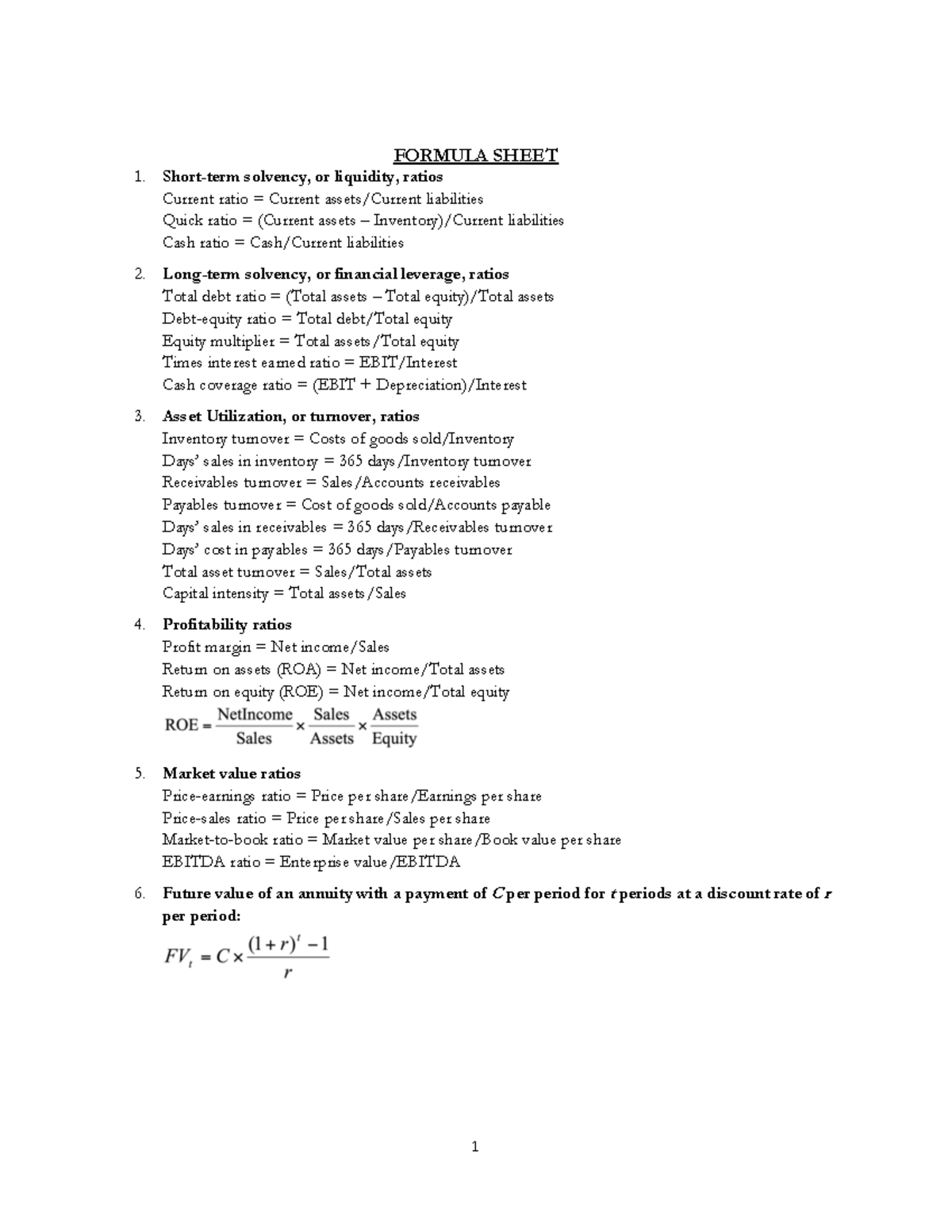 Formula+Sheet+2022F - Formula sheet for your exam - 1 FORMULA SHEET ...