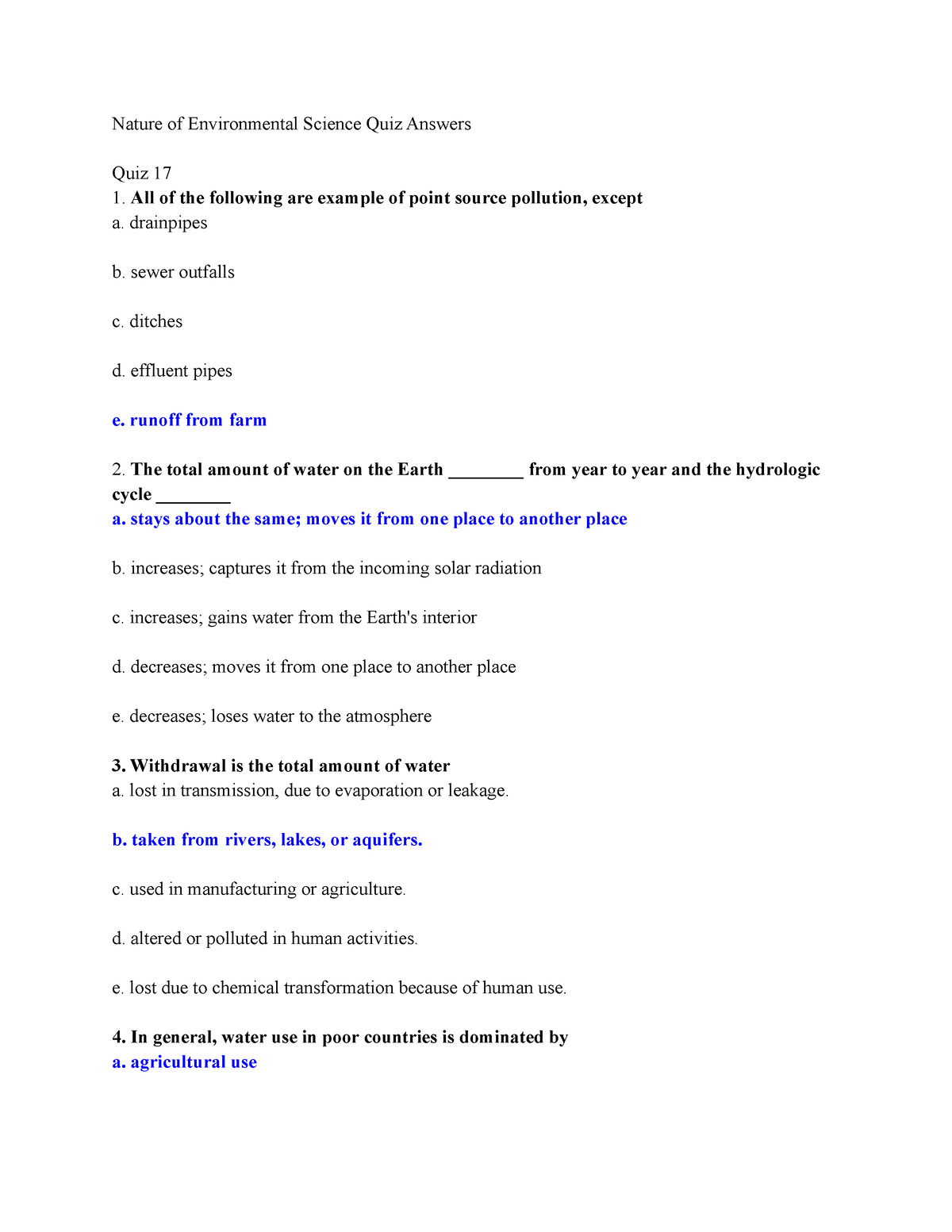 Nature Of Environmental Science Quiz 17 Answers - Drainpipes B. Sewer ...