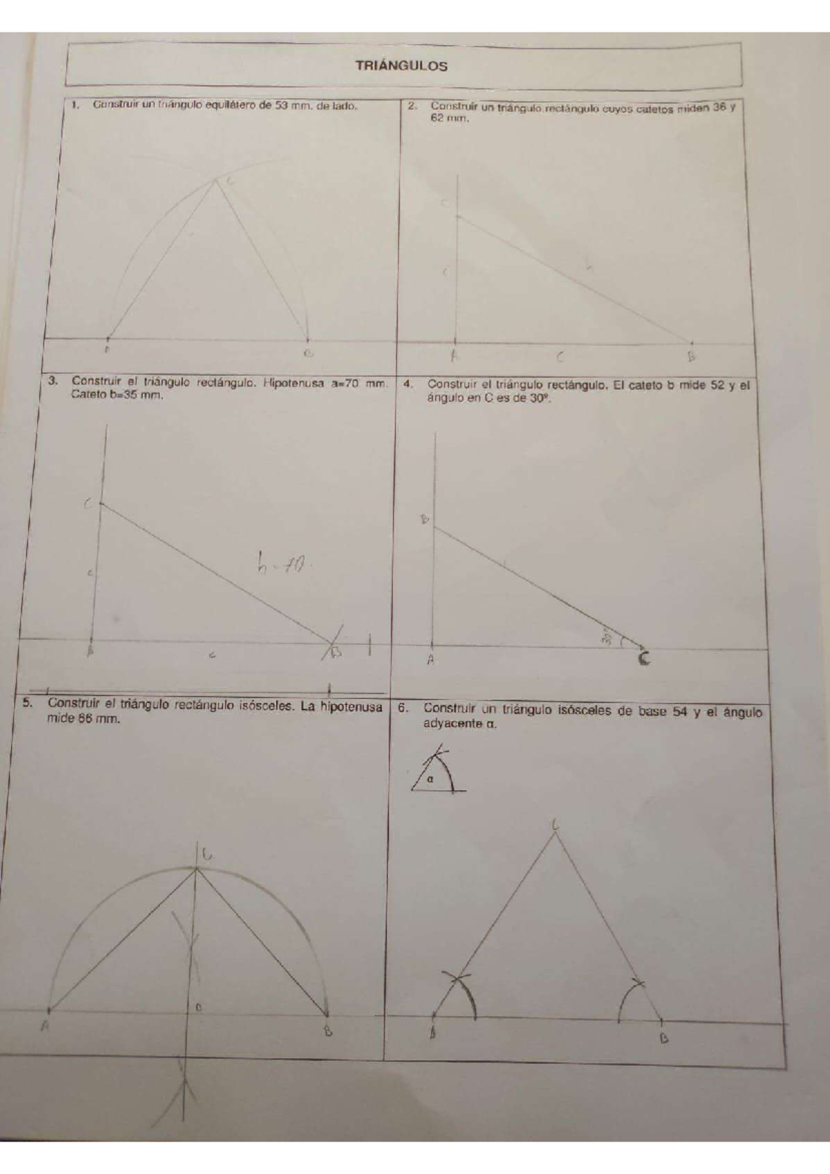 D.T. 2 - Ejercicios - TRIÁNGULOS 1. Construir un triángulo equilátero ...