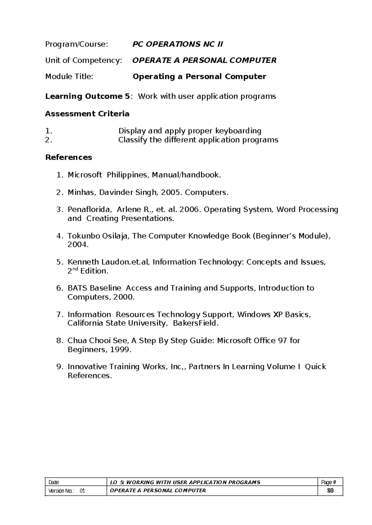 LO5 operate - Internet and Computing Fundamentals ICF7 - Program/Course ...