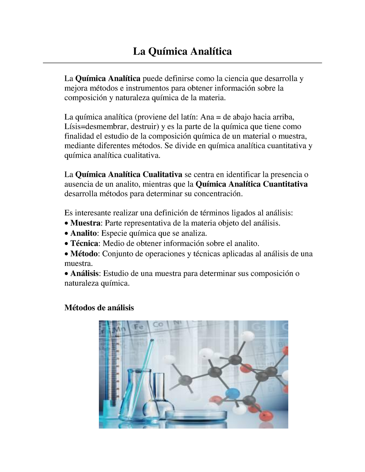 Introducci Ã³n A La Qu Ã­mica Anal Ã­t La Química Analítica La Química Analítica Puede 5706