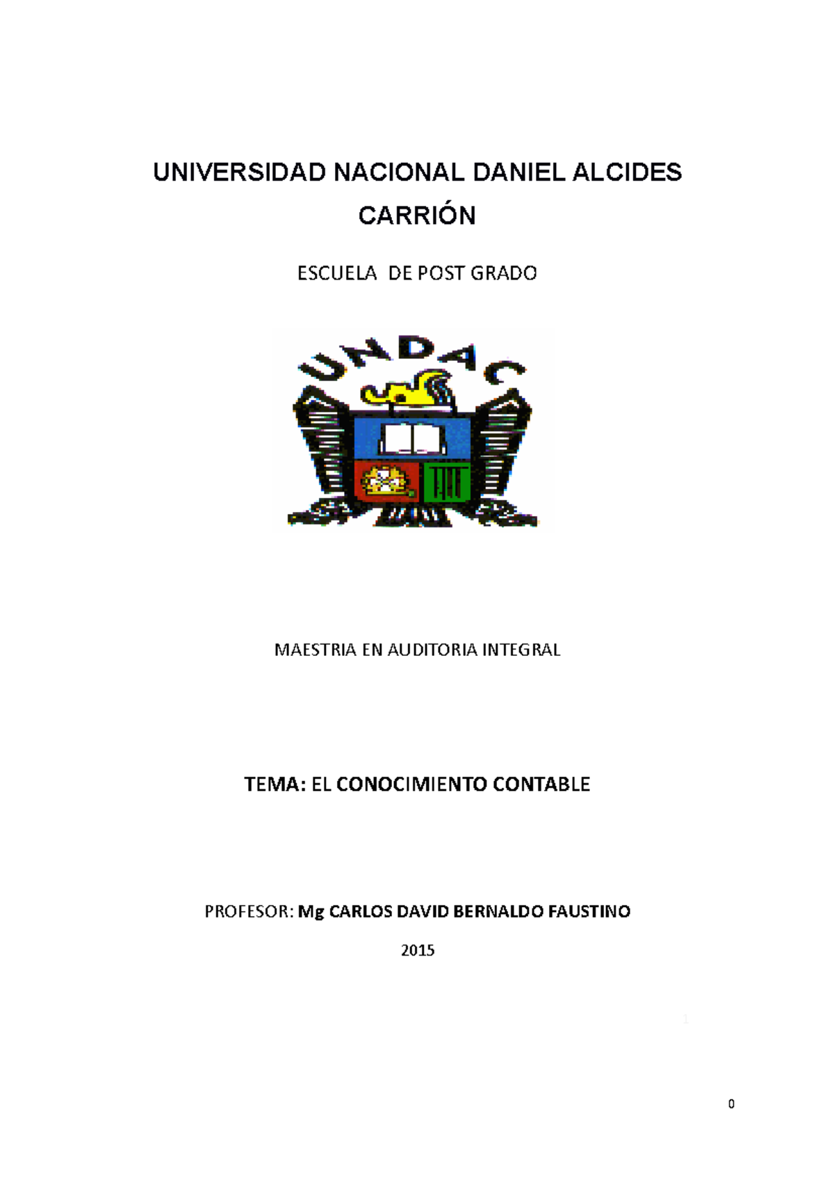 Conocimiento Contable Universidad Nacional Daniel Alcides CarriÓn Escuela De Post Grado 6809