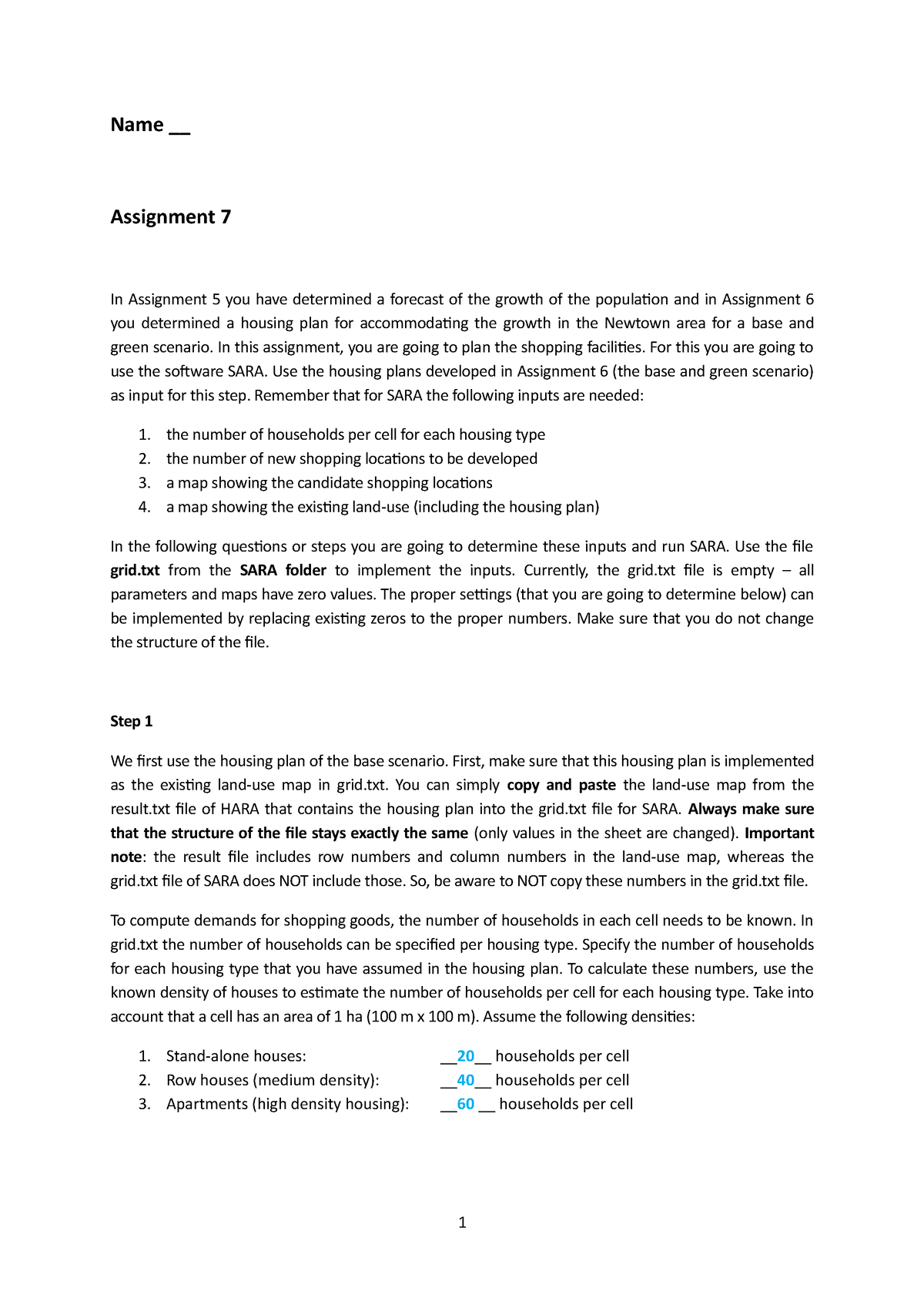 land use assignment