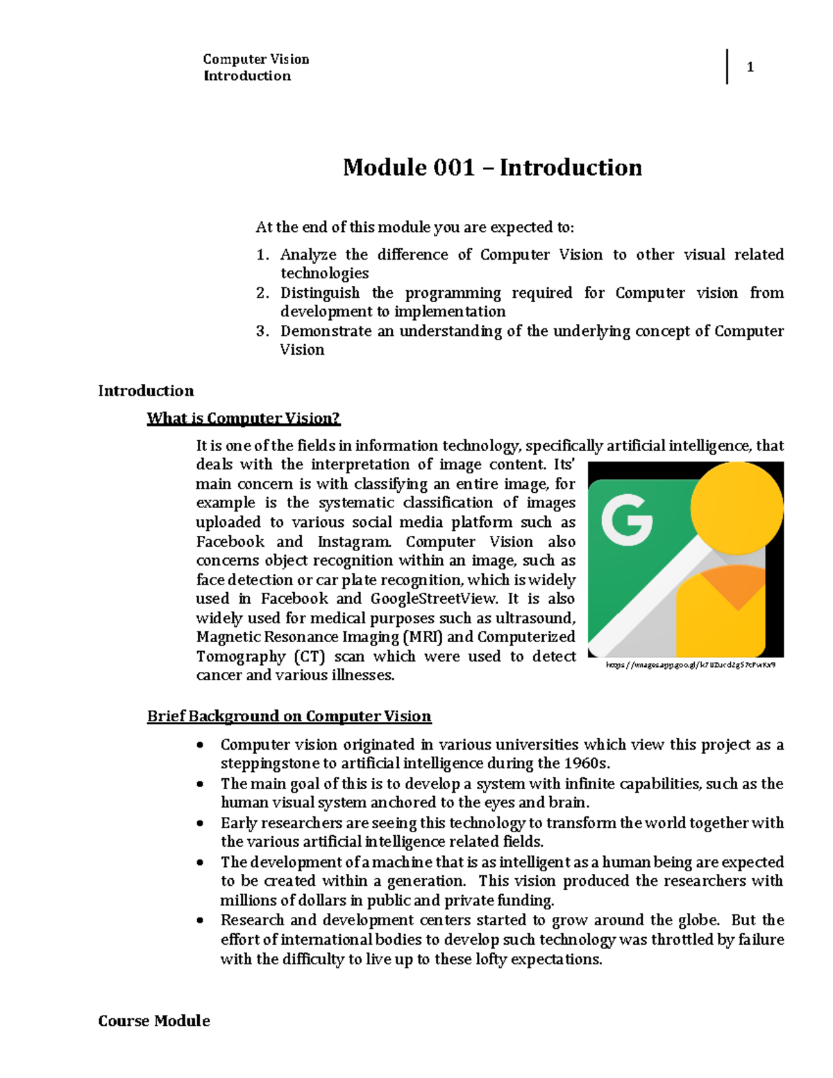 Introduction on Computer Vision, What it's all about - Introduction 1 ...