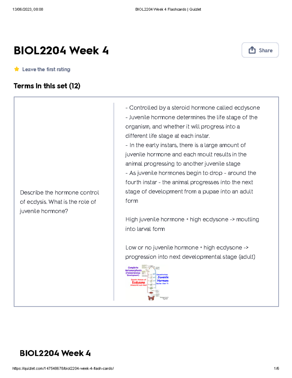 Biol2204 Week 4 Flashcards Quizlet Biol2204 Week 4 Share Leave The First Rating Terms In This