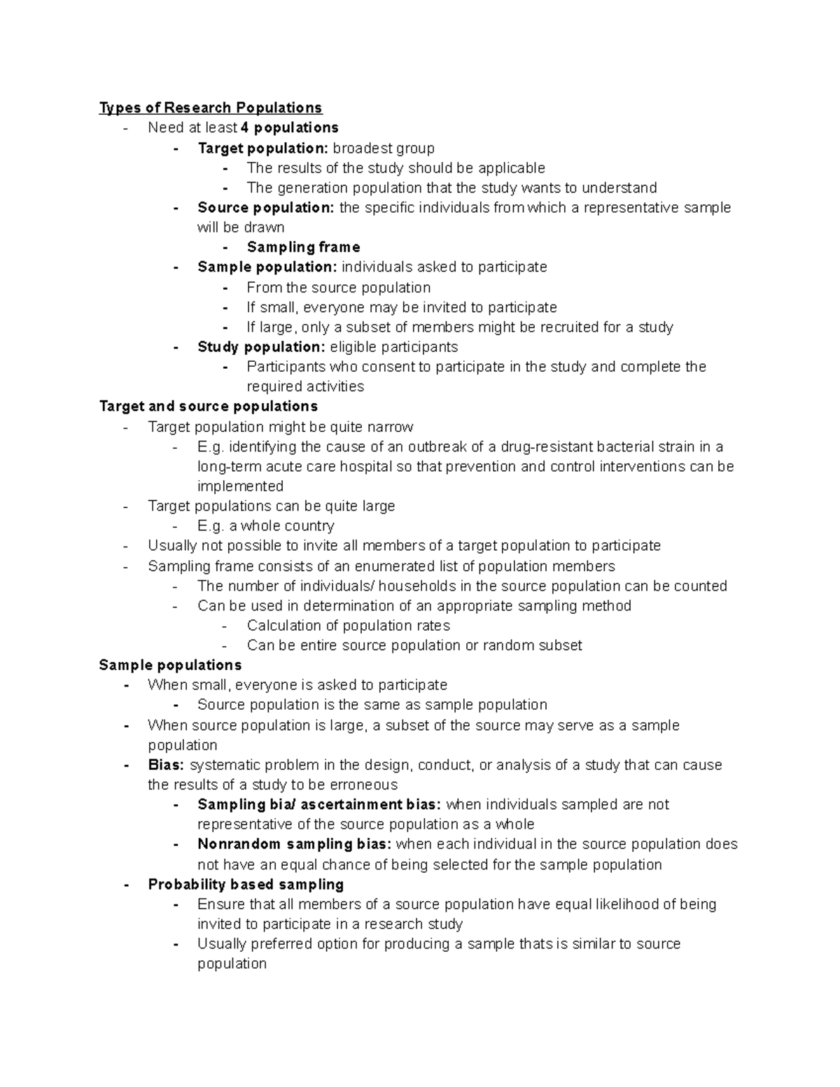Chapter 19 Population Sampling - Types of Research Populations - Need ...
