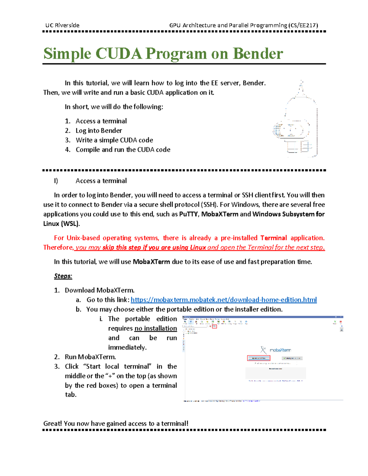 GPUTutorial - Lecture notes 2 - Simple CUDA Program on Bender In this ...