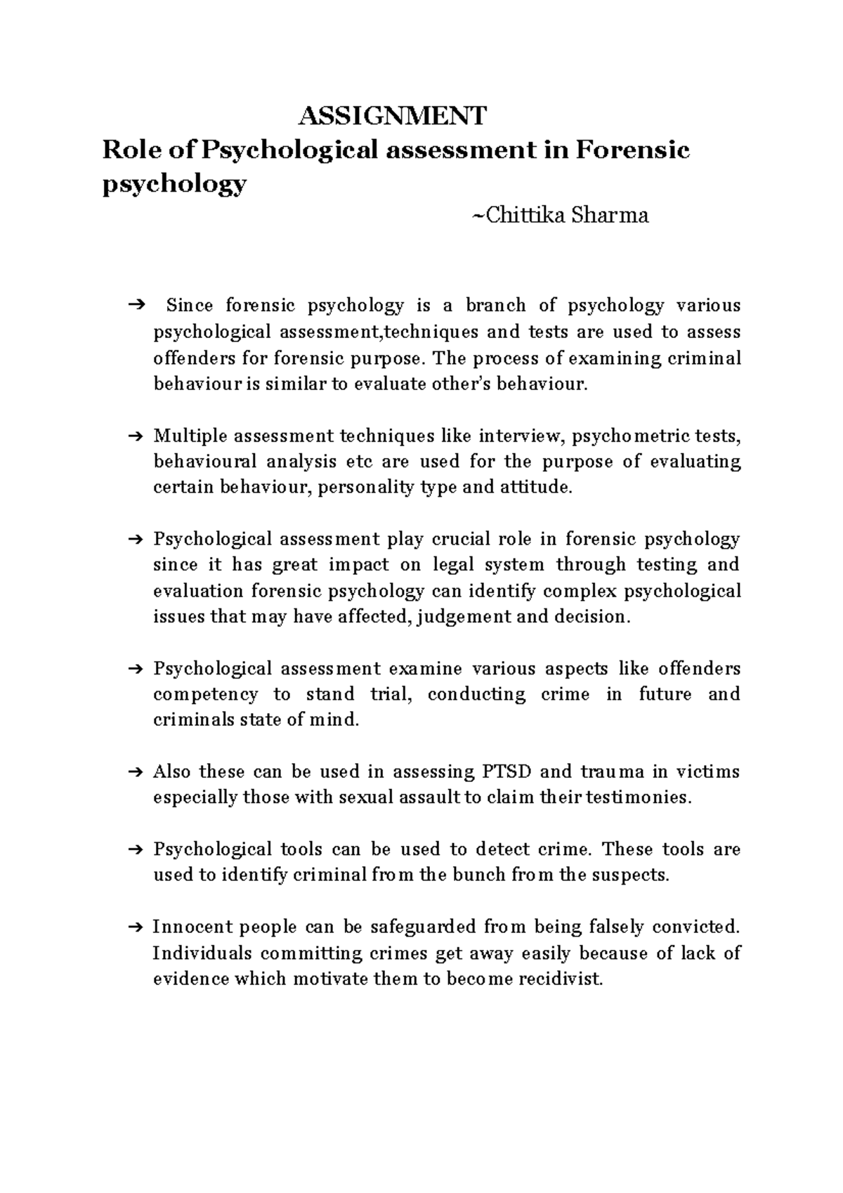 criminal psychology assignment