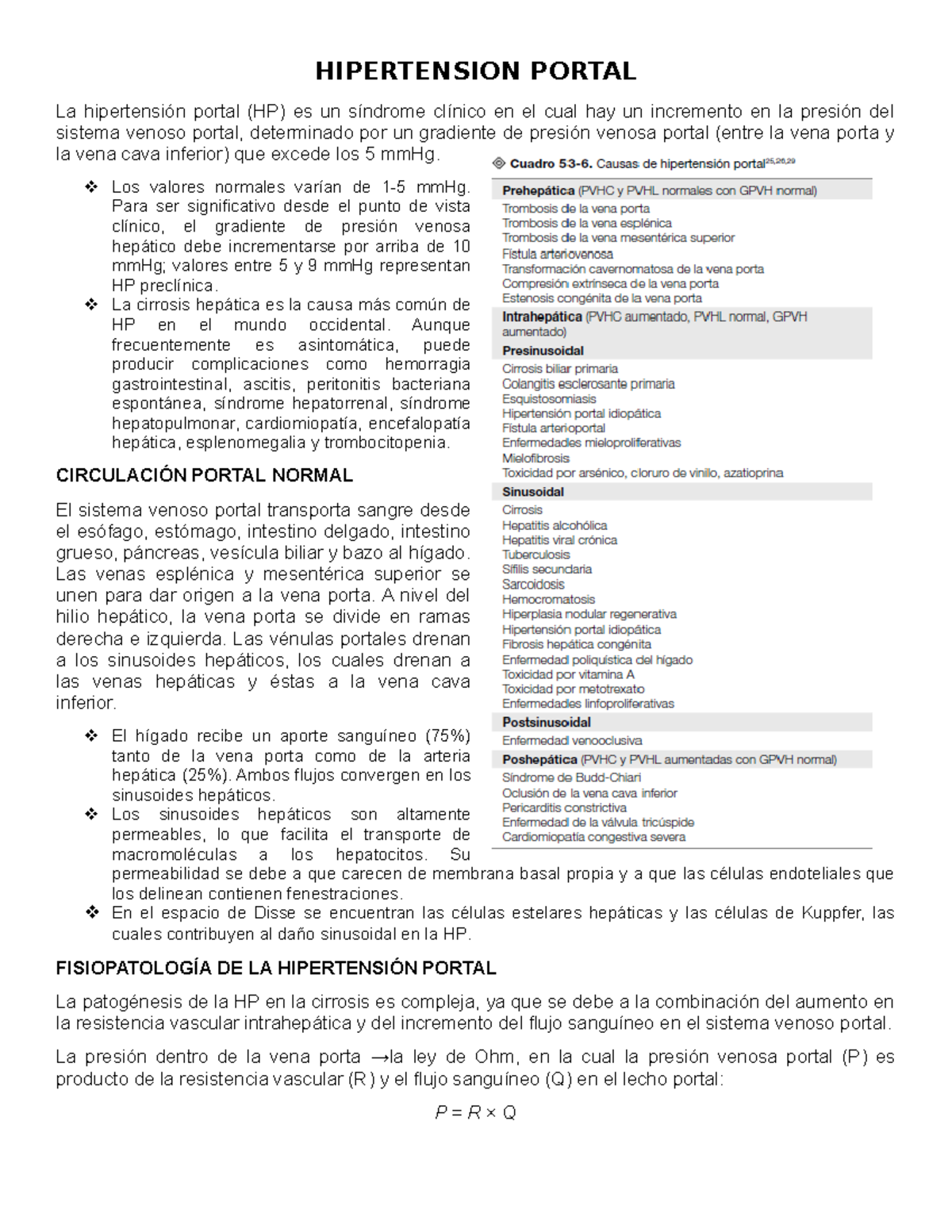 Gradiente normal de presión de la vena porta