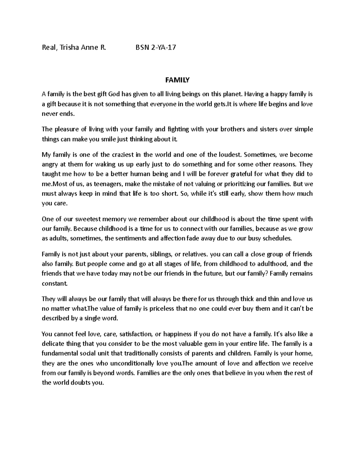 ImpromptuFamily for english Real, Trisha Anne R. BSN 2YA FAMILY