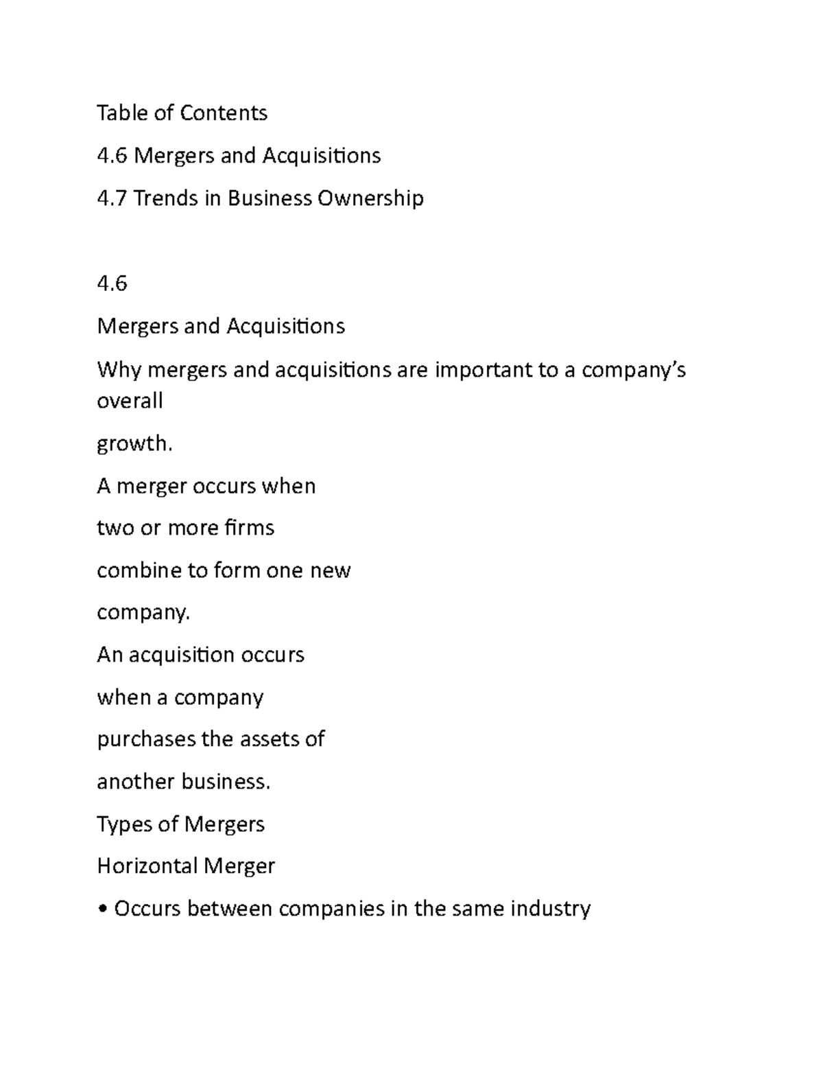 BAM5 Study purpose Table of Contents 4 Mergers and Acquisitions 4