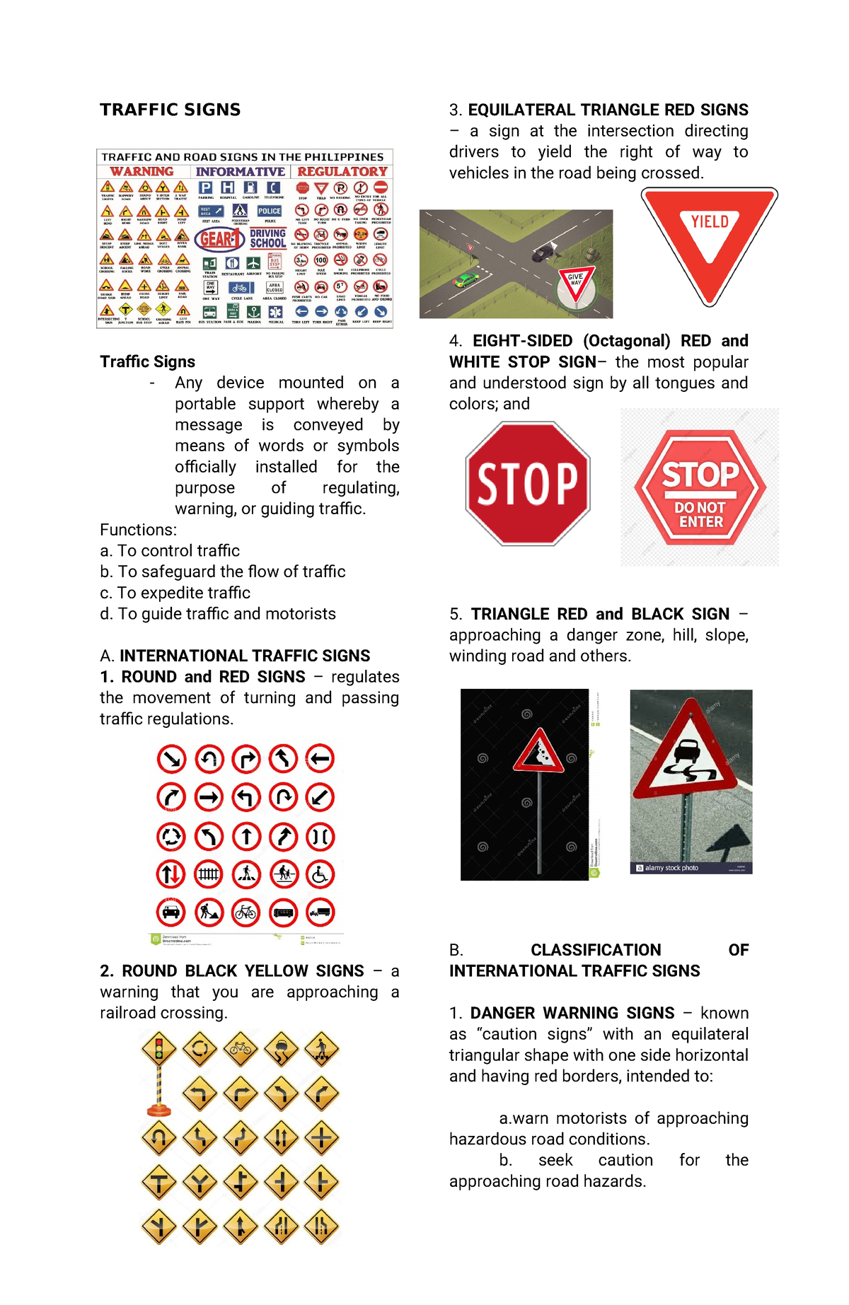 Midterm-Lesson-2 - notes - TRAFFIC SIGNS Traffic Signs - Any device ...