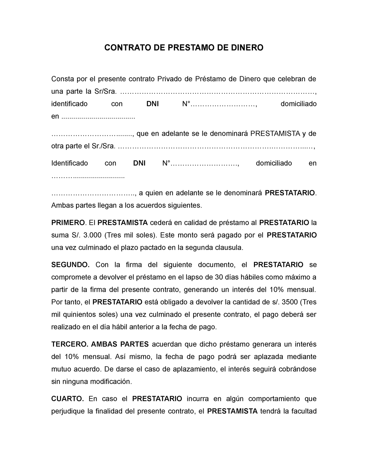 Contrato De Prestamo Word Mide 3967