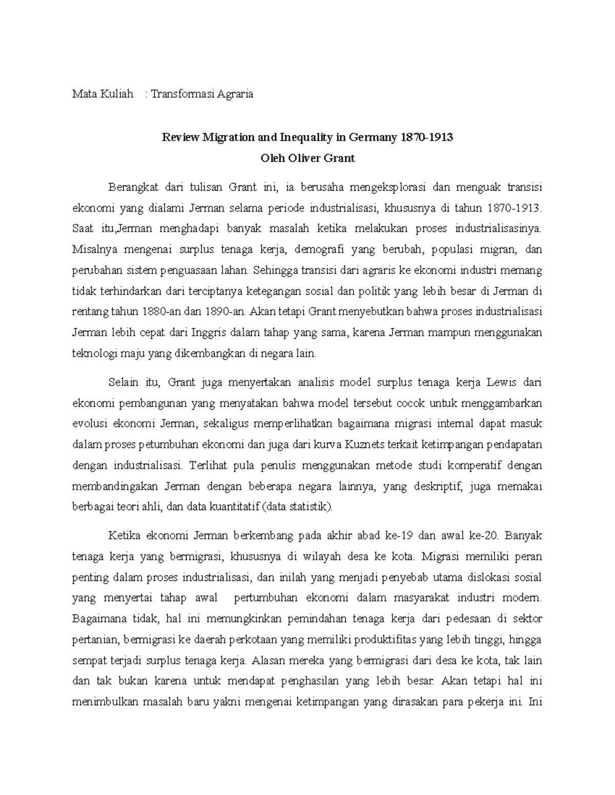 Transformasi Agraria Antropologi Budaya Review Migration And Inequality