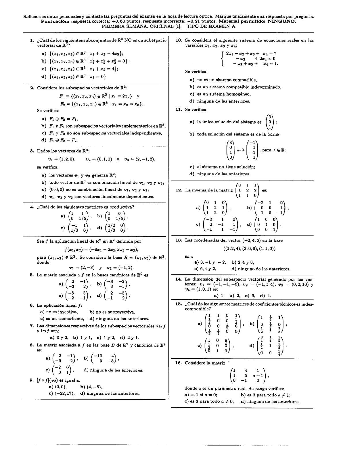 Examenes Resueltos Año - Matemáticas I - Studocu