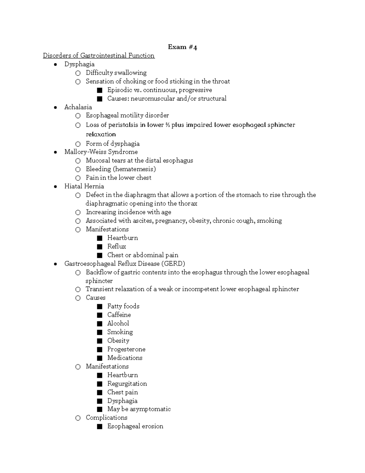 Exam #4 Study Guide - Exam #4 - Exam # Disorders of Gastrointestinal ...