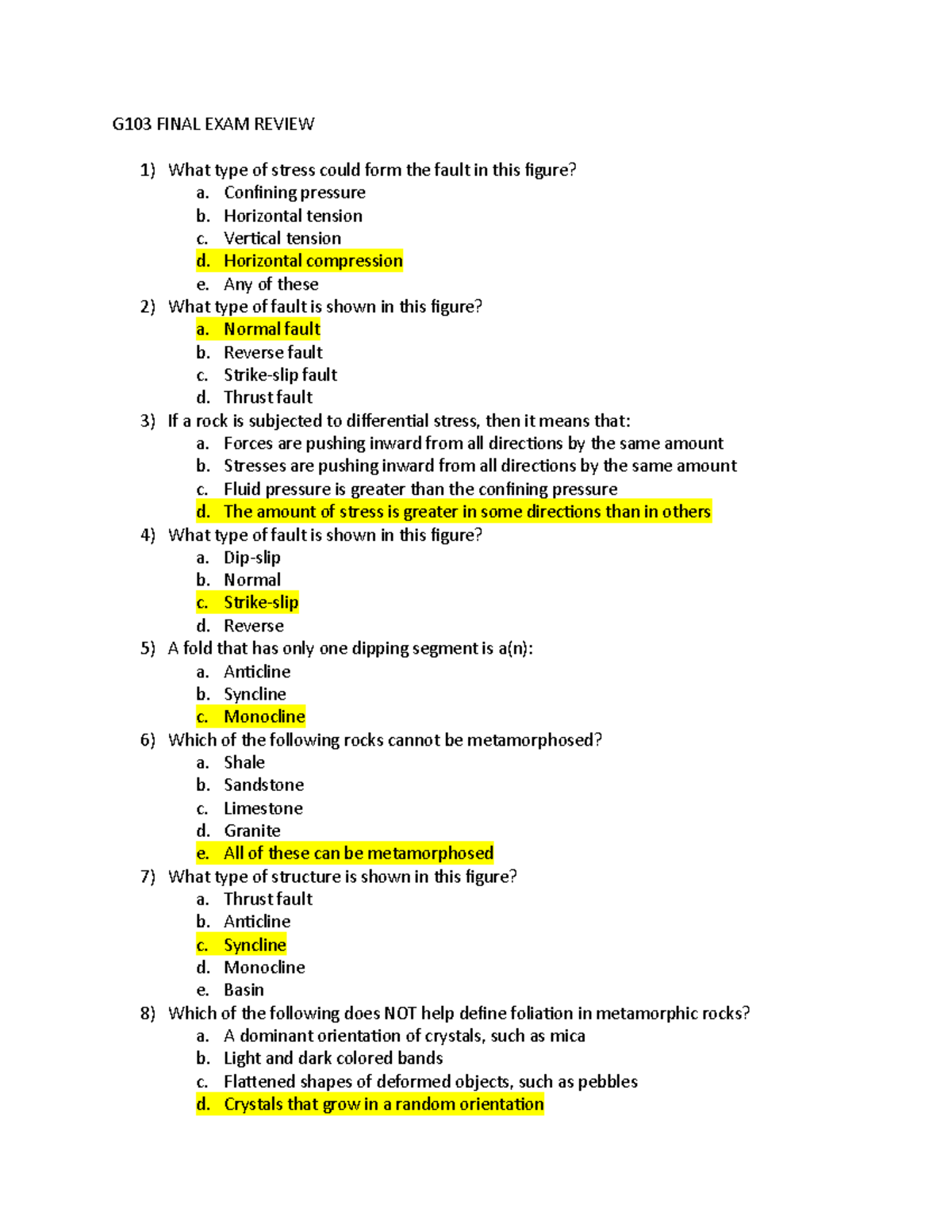 G103 Final EXAM Review - Lecture notes ALL - G103 FINAL EXAM REVIEW 1 ...