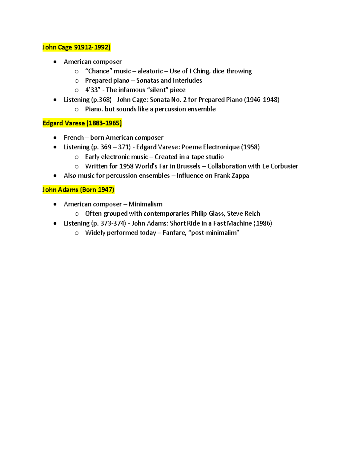 Music Since 1945 (Video Lecture) John Cage 919121992) American