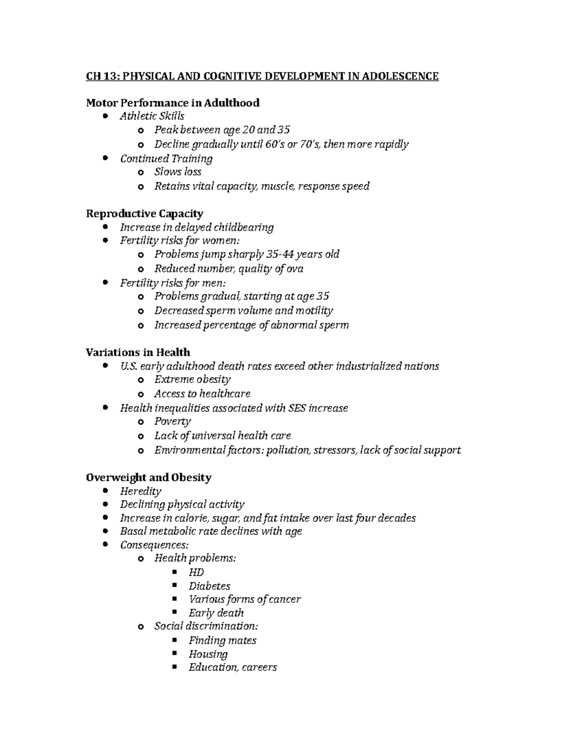 Psych 211 - CH13 - CH 13: PHYSICAL AND COGNITIVE DEVELOPMENT IN ...