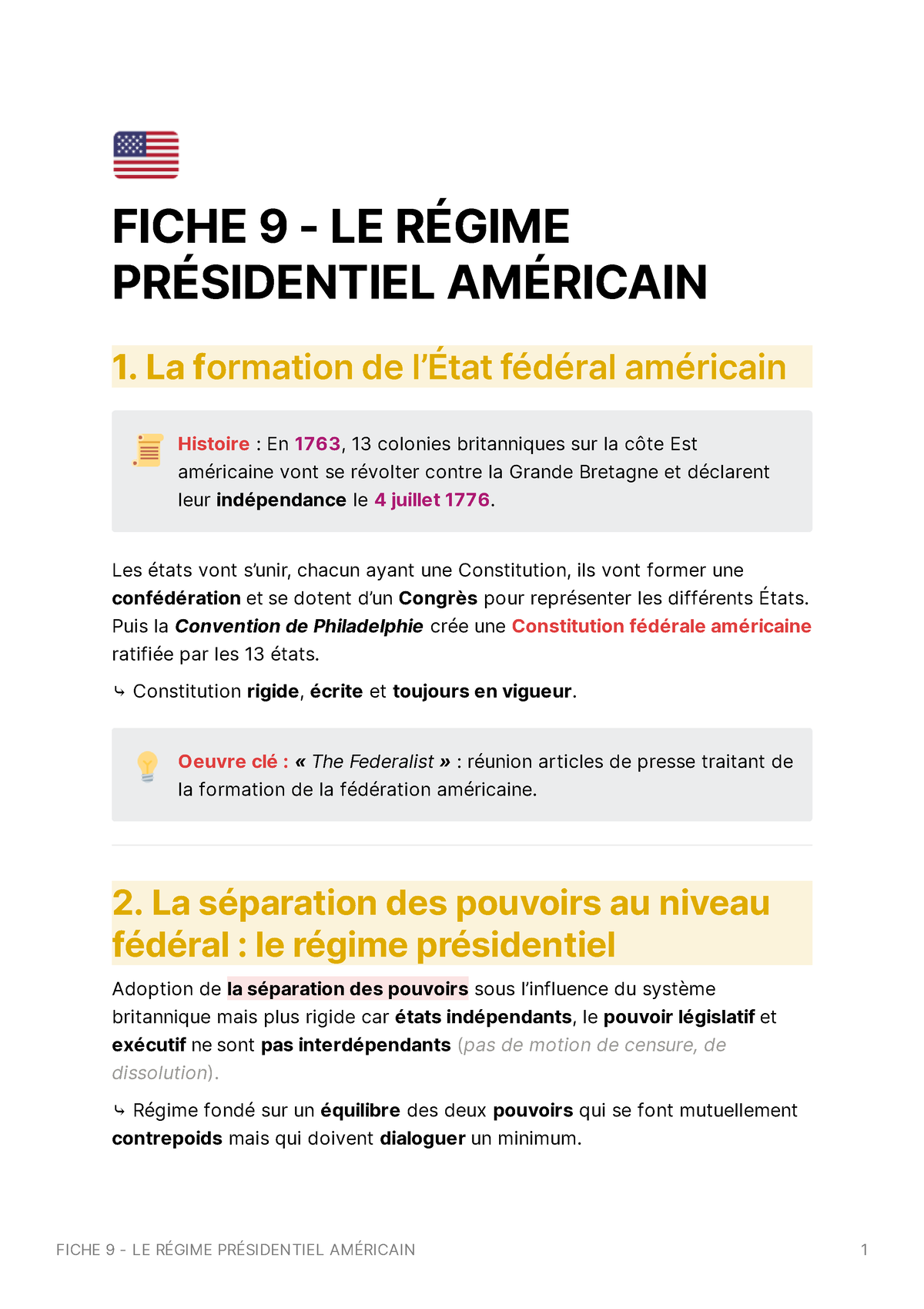 plan dissertation regime presidentiel americain