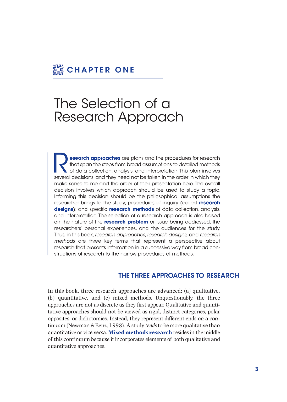 chapter one the selection of a research design