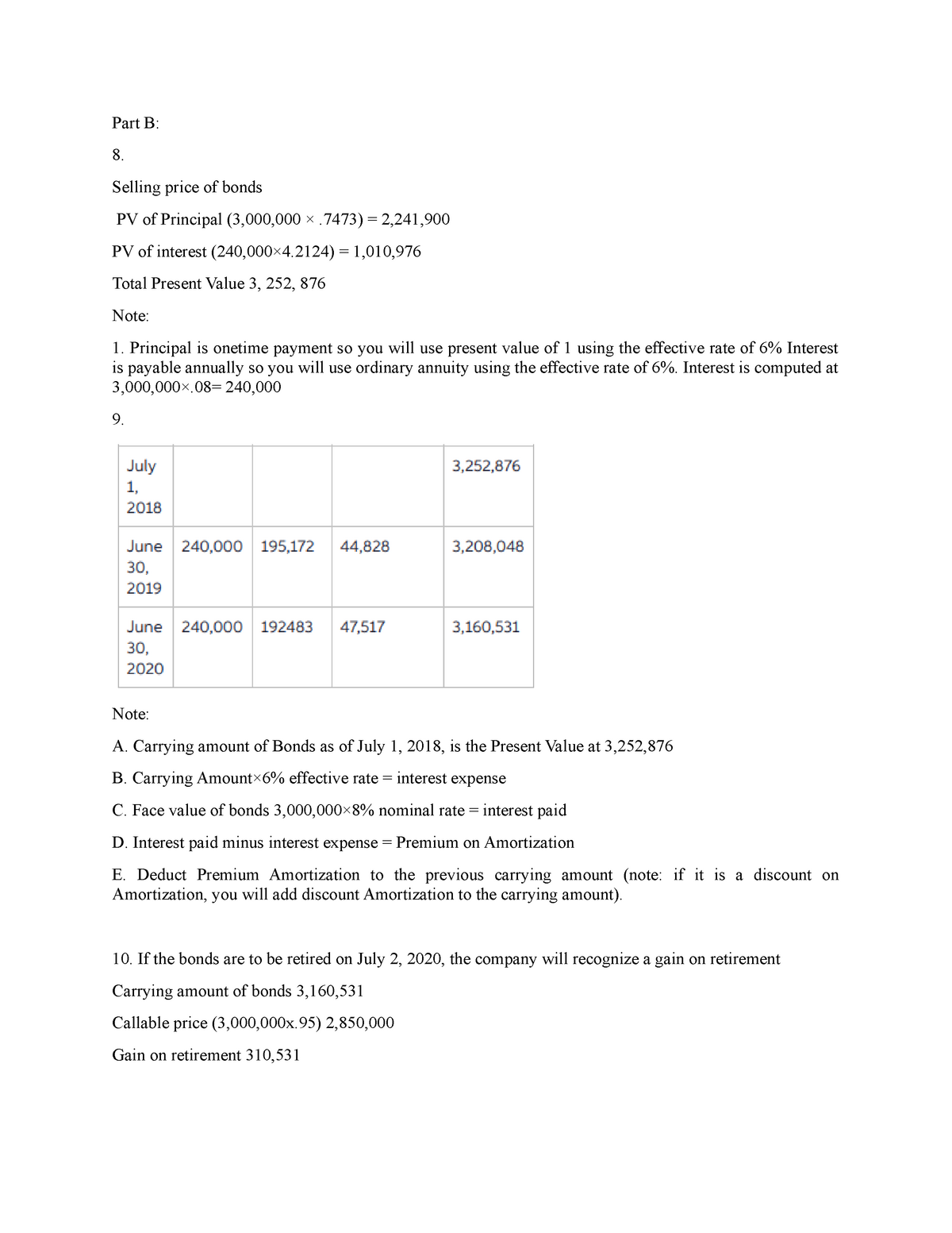 Part B - An Assignment - Part B: 8. Selling Price Of Bonds PV Of ...