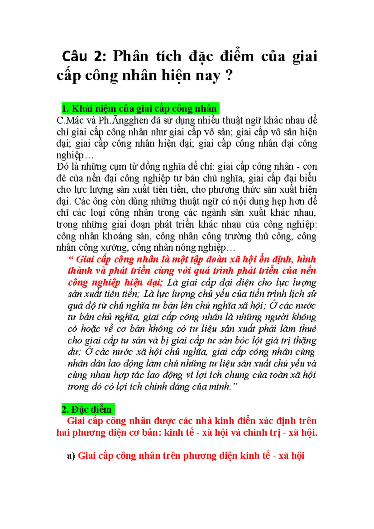 Liên quan đến công việc, giai cấp công nhân thường sử dụng công cụ gì?
