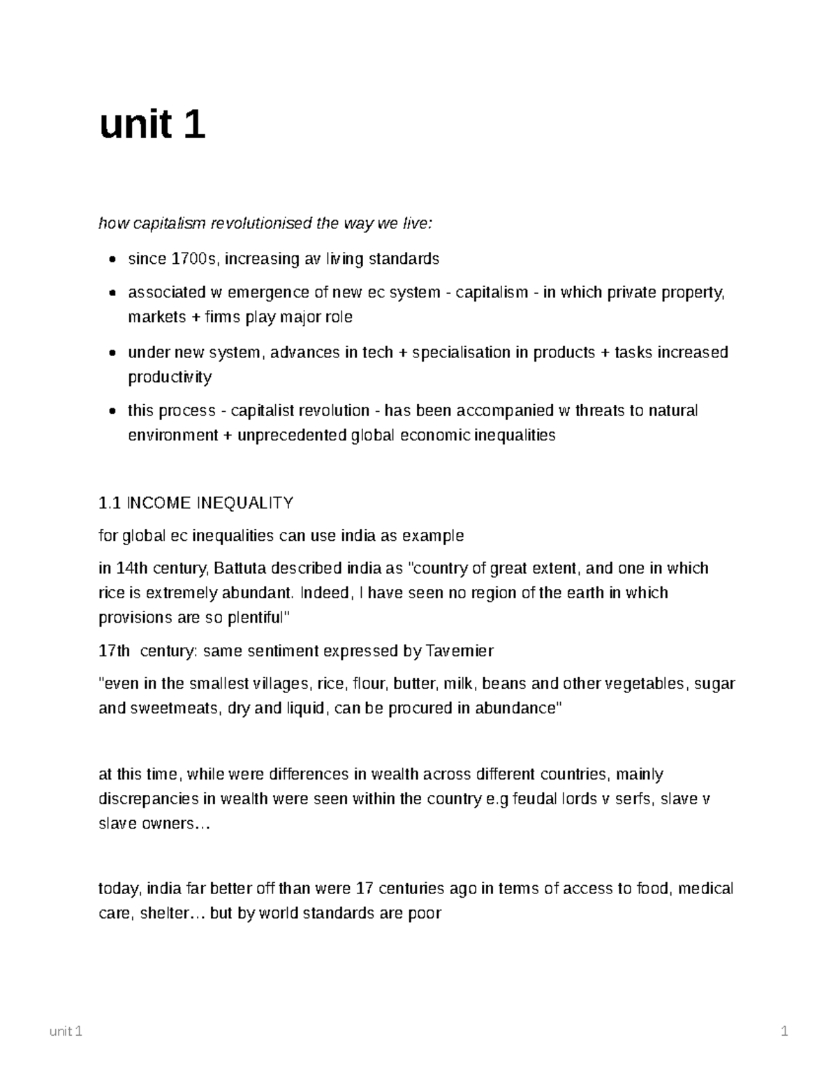 Unit 1 - unit 1 how capitalism revolutionised the way we live: since ...