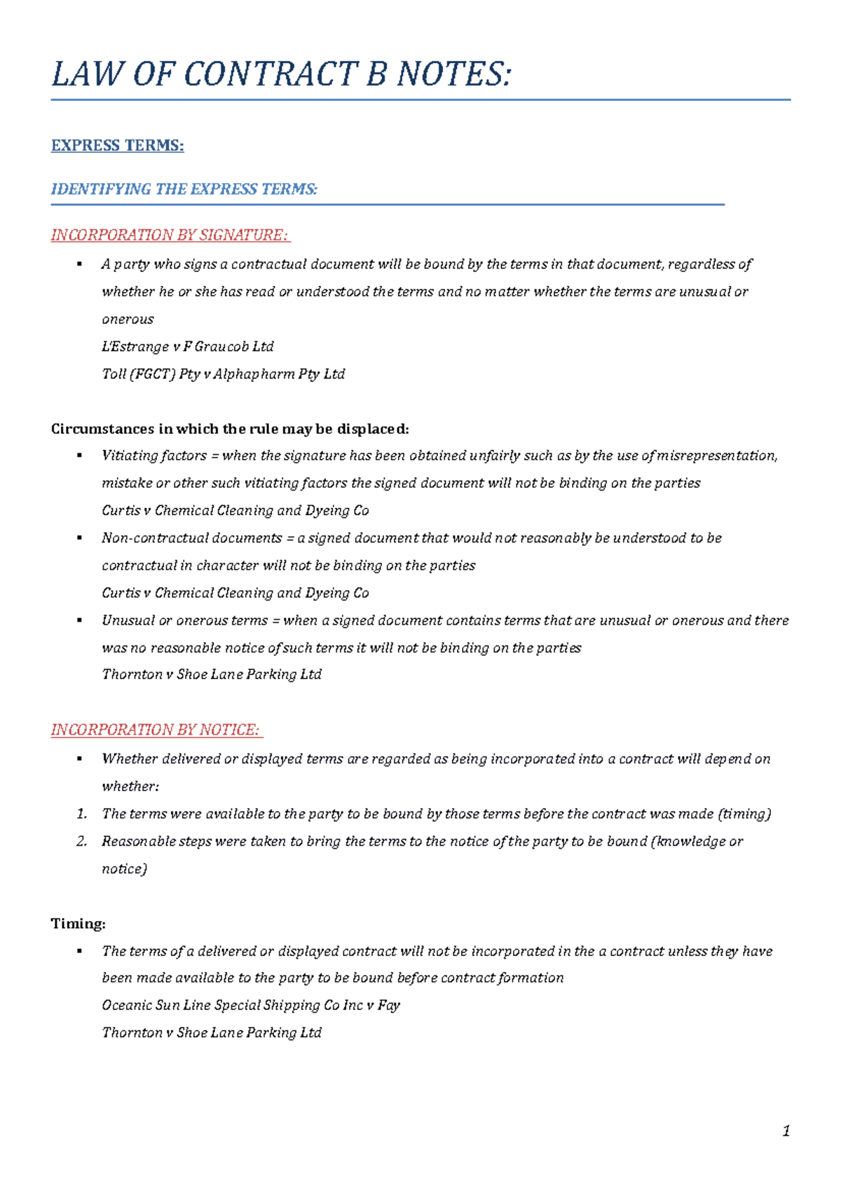 Study Notes - Summary Law Of Contract B - LAW OF CONTRACT B NOTES ...