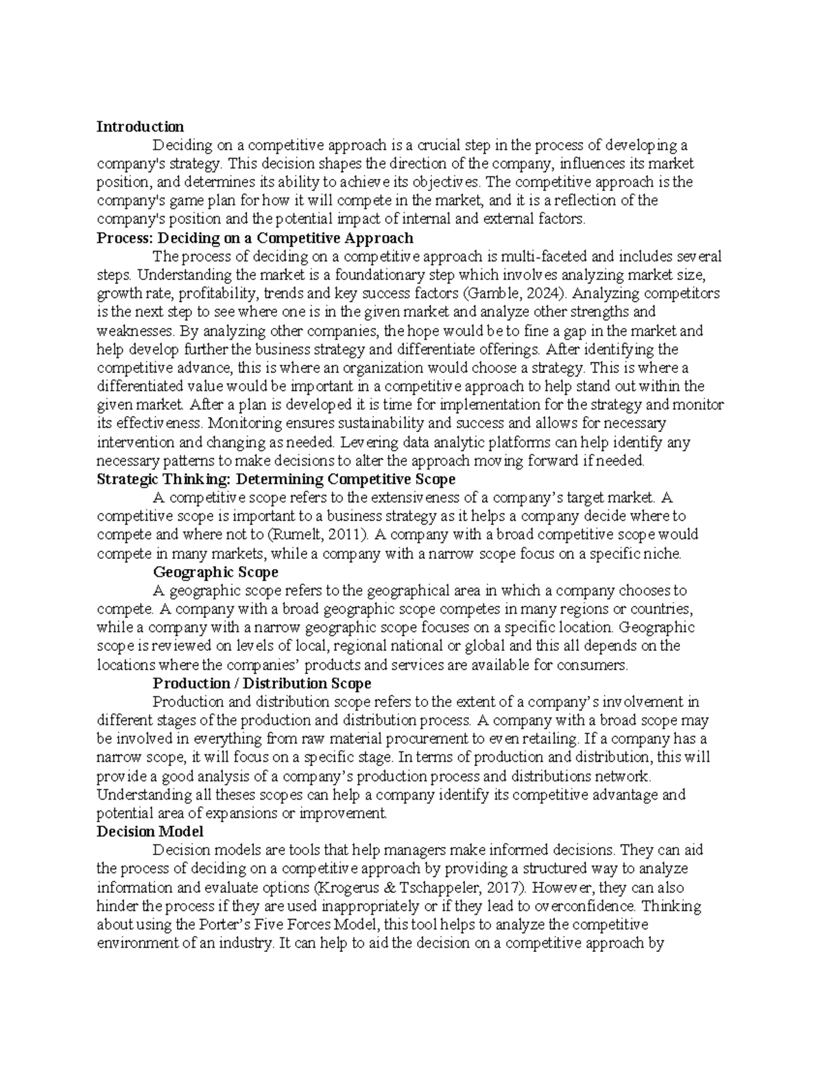 Busi 770 discussion competitive - Introduction Deciding on a ...