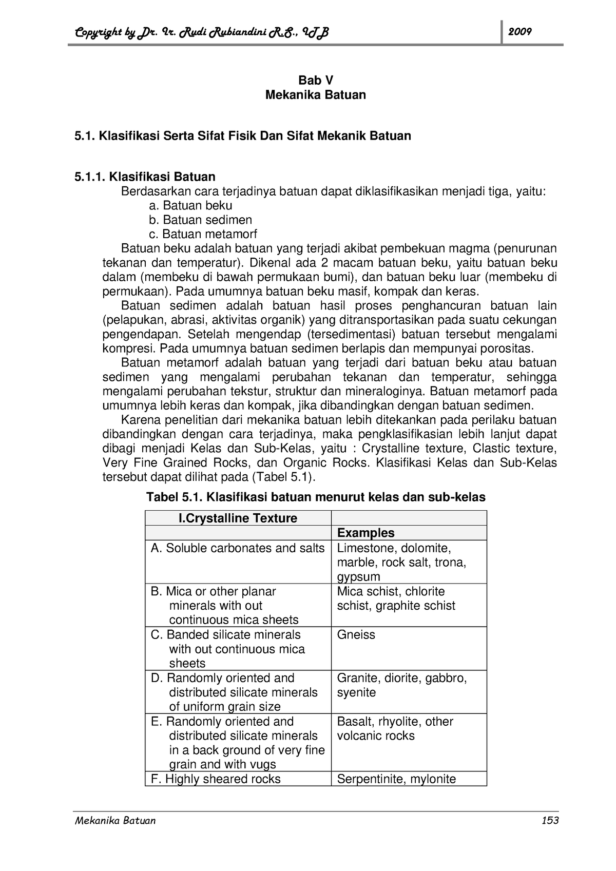 1-4 Mekanika Batuan - Keren - Bab V Mekanika Batuan 5. Klasifikasi ...