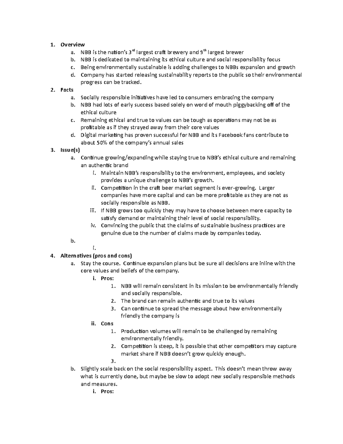 Midterm-New Belgium - Mid term case study - Overview a. NBB is the ...