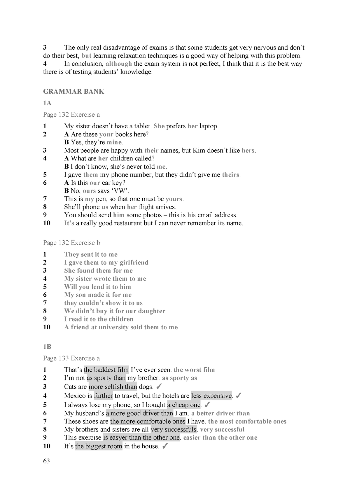 Grammar bank, vocabulary bank, sound bank answer key - 3 The only real ...