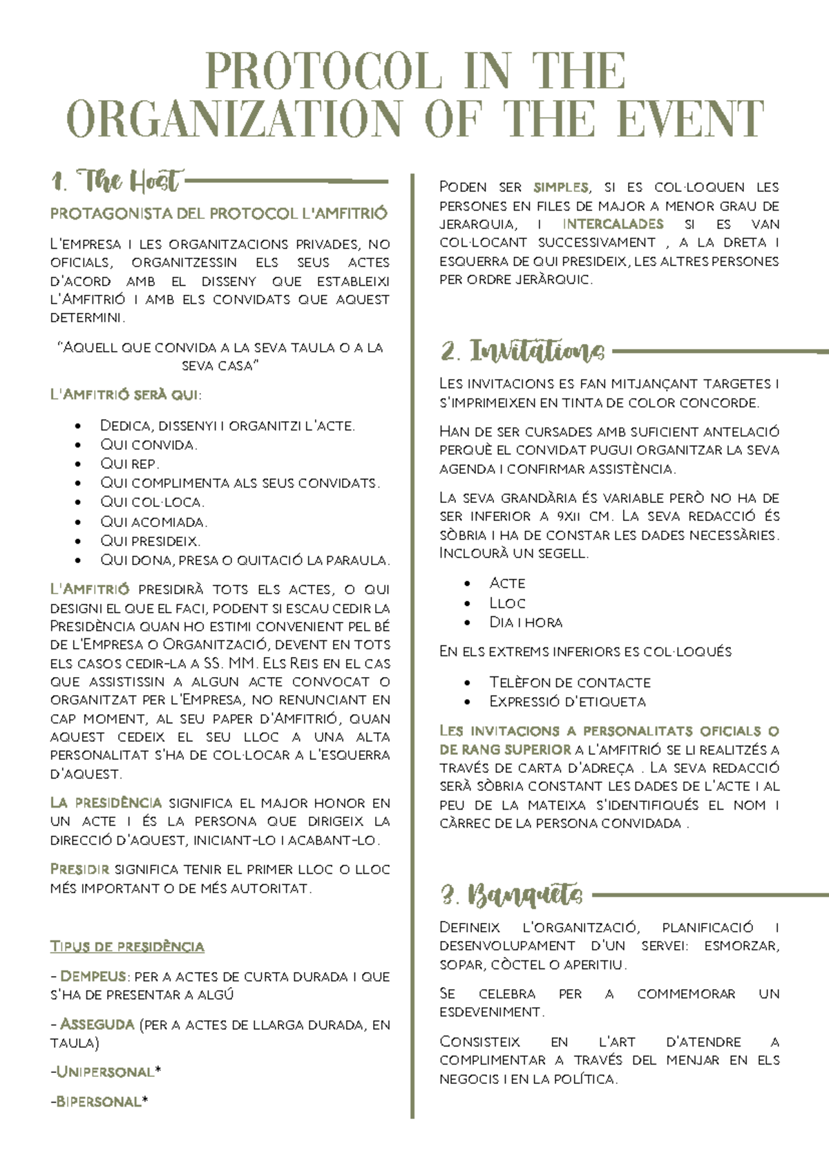 Tema 7. Protocol in the organization of the event - PROTOCOL IN THE ...