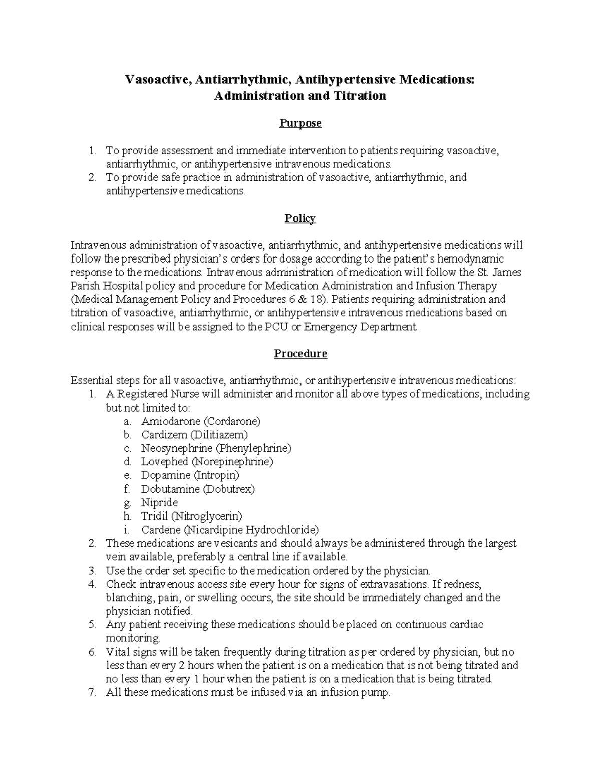 Administration and Titration of Vasoactive Medications - Vasoactive ...