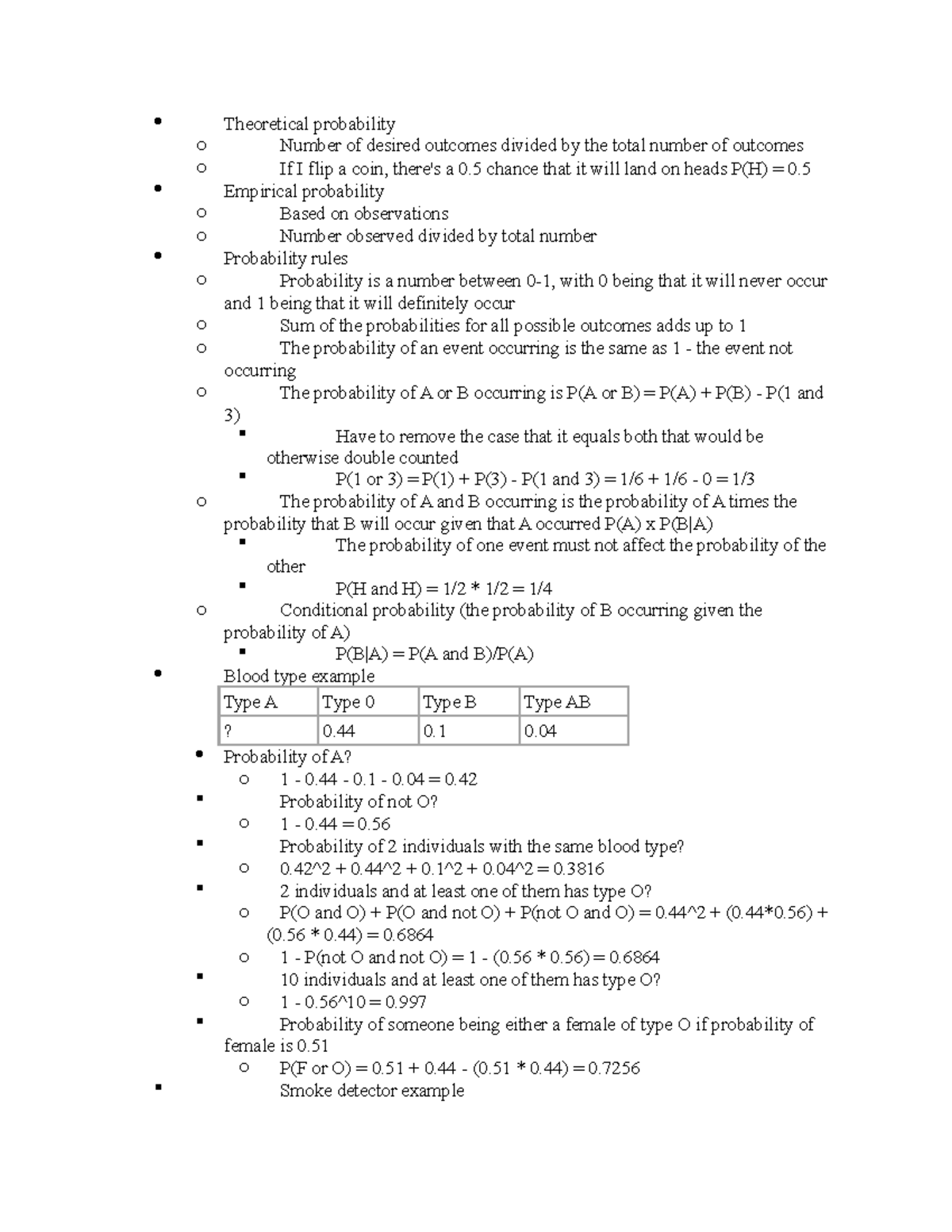 3 - Probability - Lecture notes 3 - Theoretical probability o Number of ...