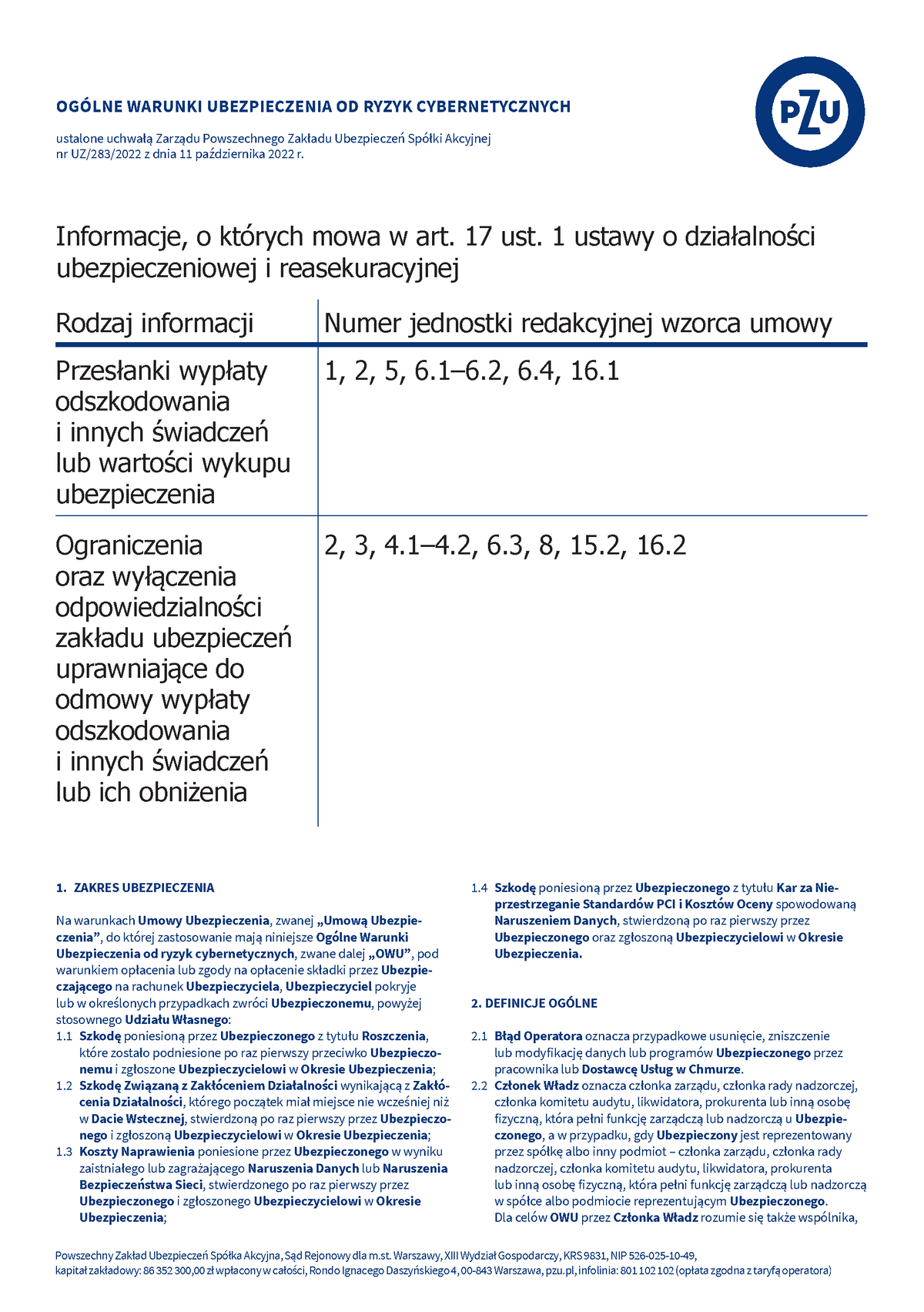 Ogolne Warunki Ubezpieczenia OD Ryzyk Cybernetycznych Obowiazujace Od ...