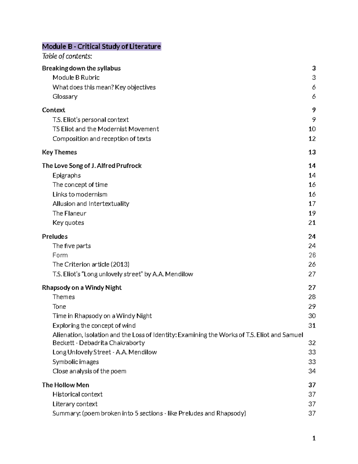 T S Eliot Critical Study Of Literature 61b7c72188635 - Module B ...