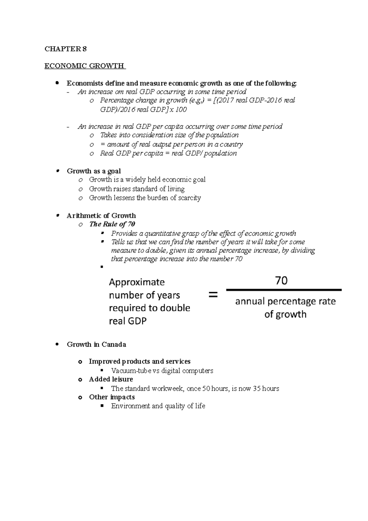 ECON204 Chapter 8 lecture notes - CHAPTER 8 ECONOMIC GROWTH Economists ...
