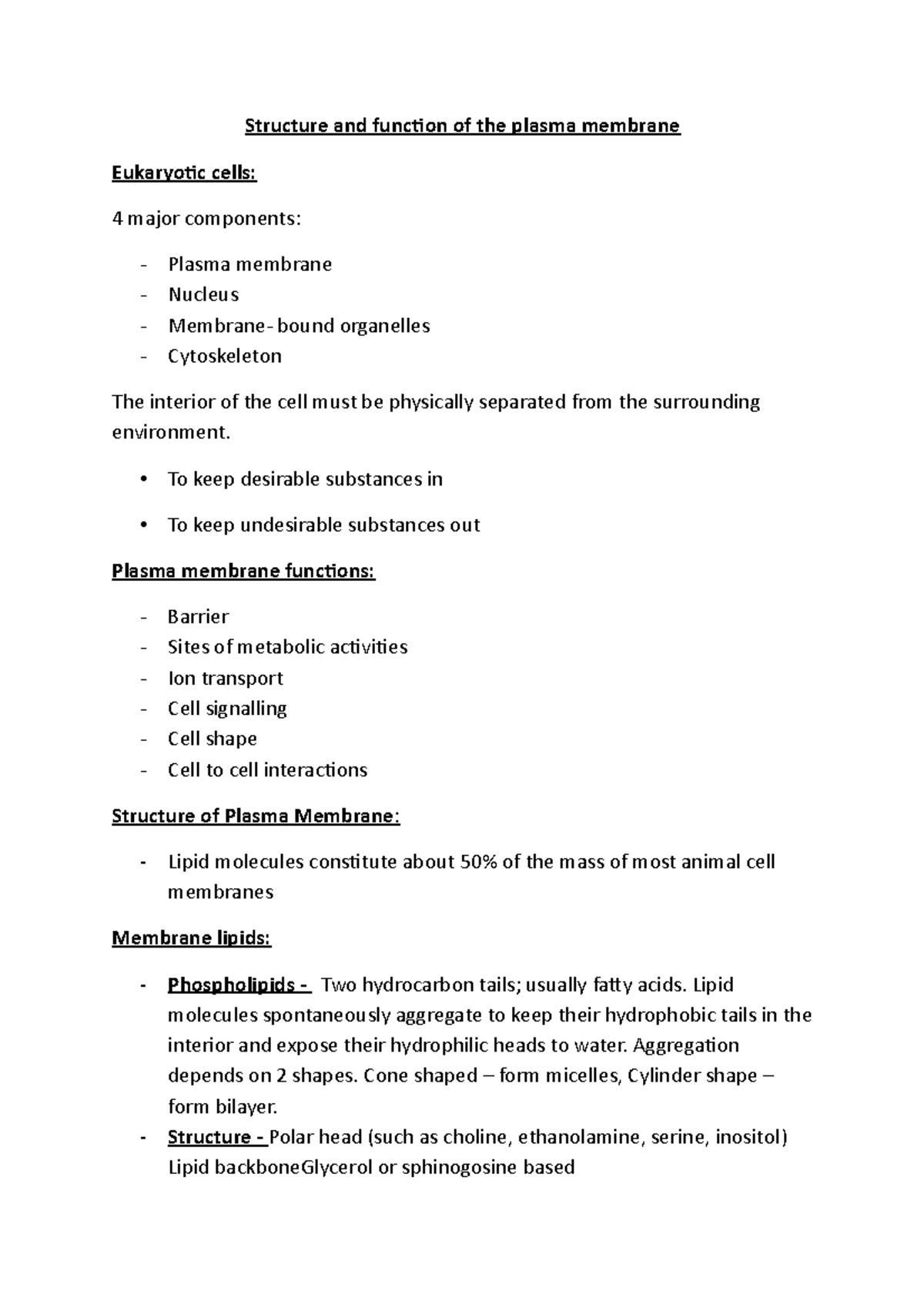 Structure of plasma mebrane - Structure and function of the plasma ...