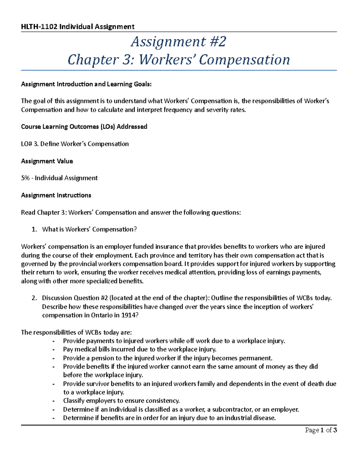 Individual Assignment 2 - Chapter 3 - HLTH-1102 Individual Assignment ...