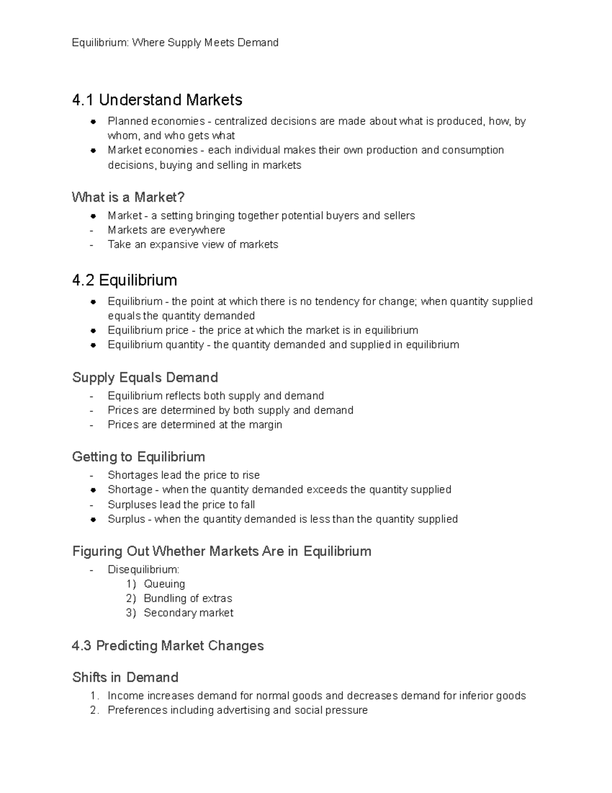 Macmillan Learning 4 Textbook Notes Equilibrium Where Supply Meets Demand 4 Understand