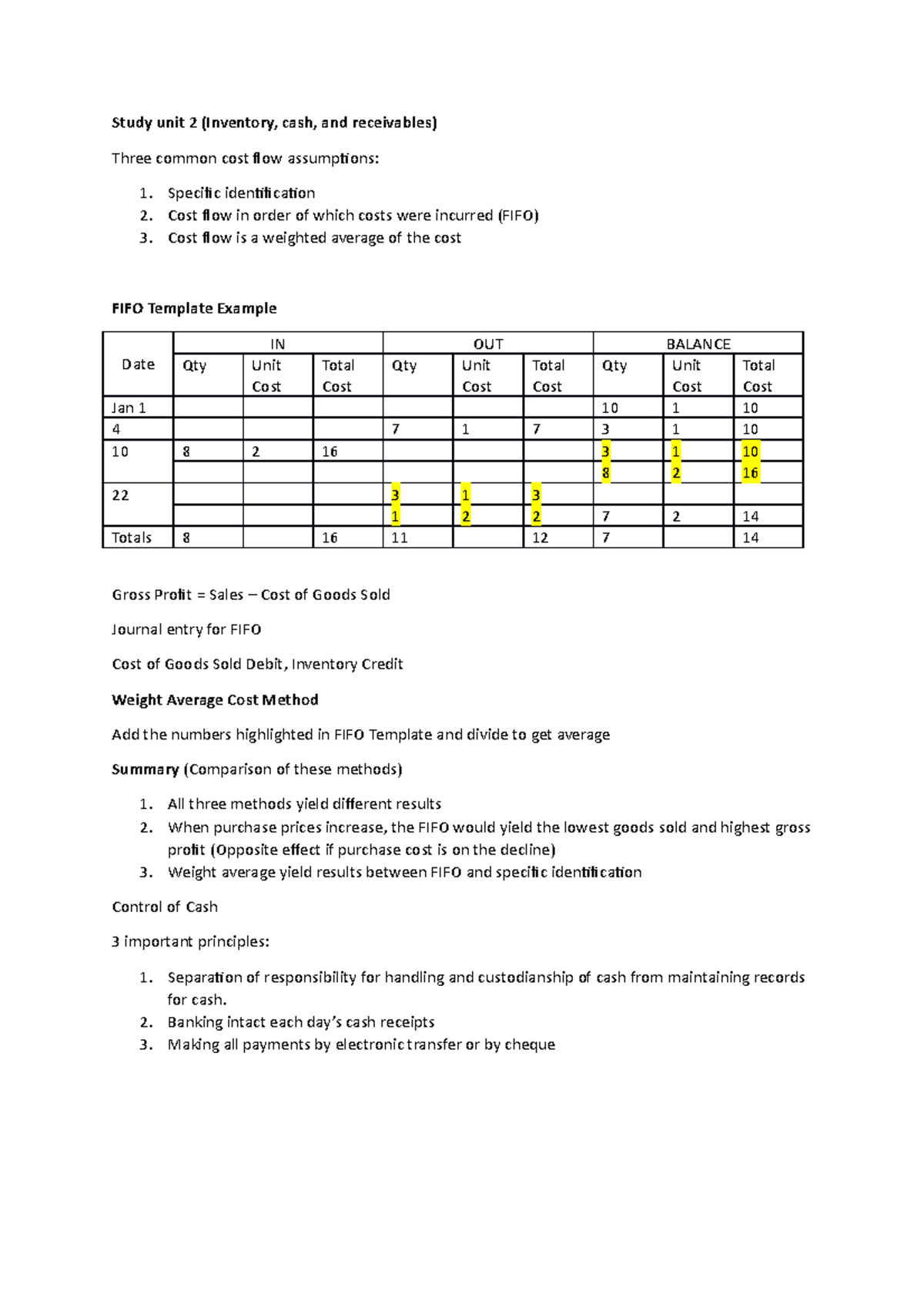 study-unit-2-document-study-unit-2-inventory-cash-and