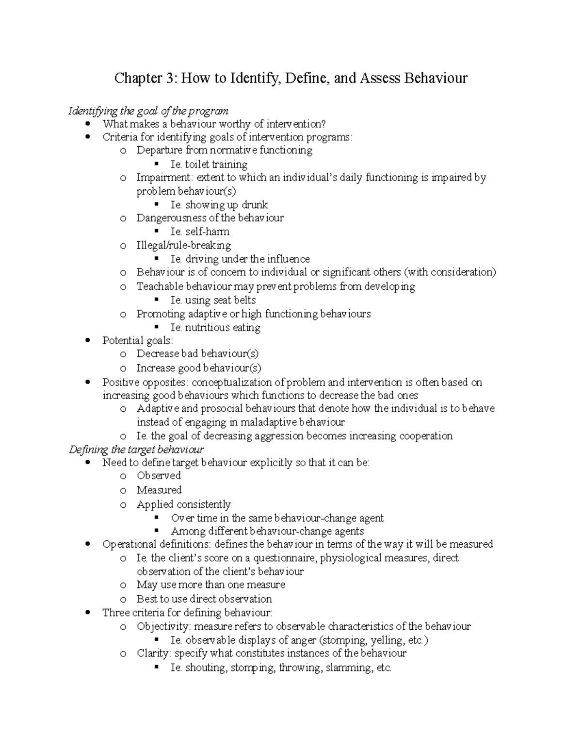 Chapter 3 How to Identity, Define, and Assess Behaviour Chapter 3