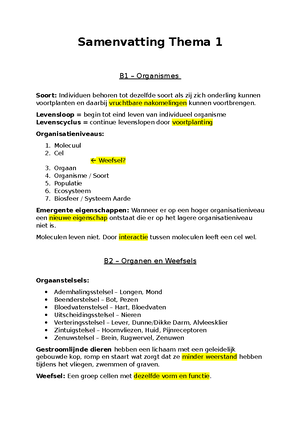 Thema 2 Samenvatting - Biologie - Samenvatting Thema 2 Binas Tabellen ...