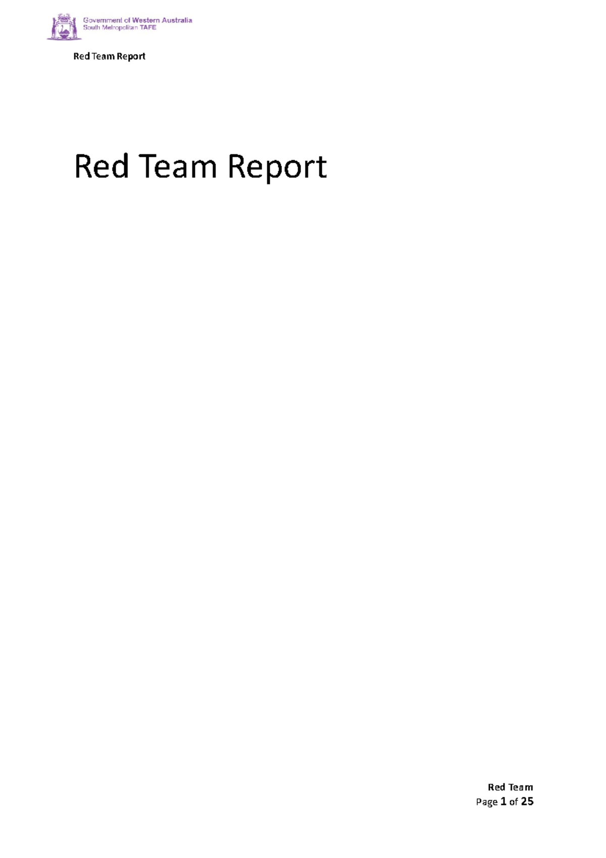 Red Team Report Red Team Report Red Team Stakeholder Information