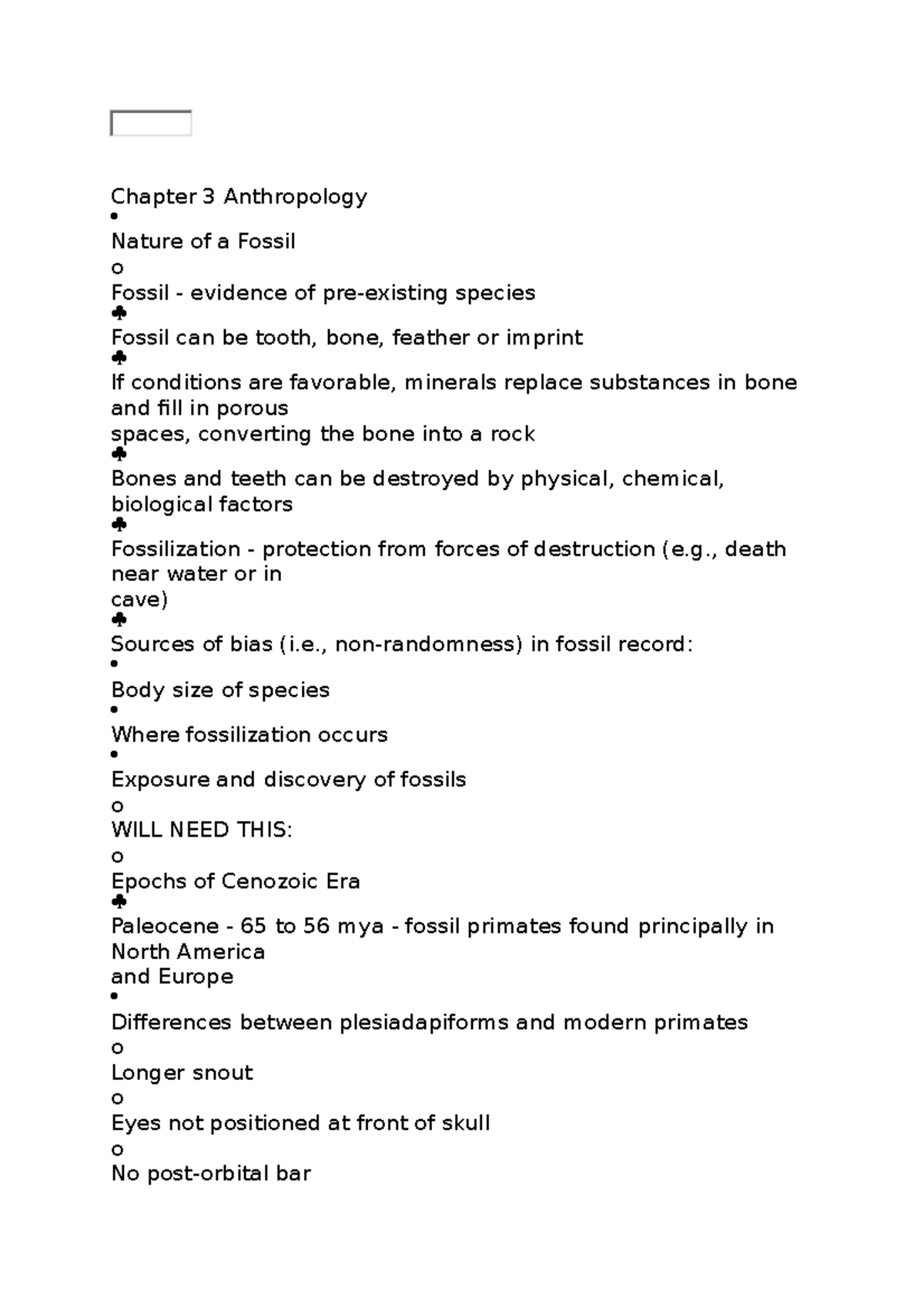 Chapter 3 Anthropology - Chapter 3 Anthropology Nature Of A Fossil O ...