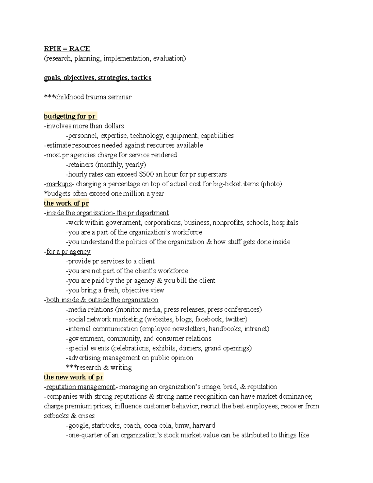 Pr 10-4-18 - principles of public relations notes from in class lecture ...