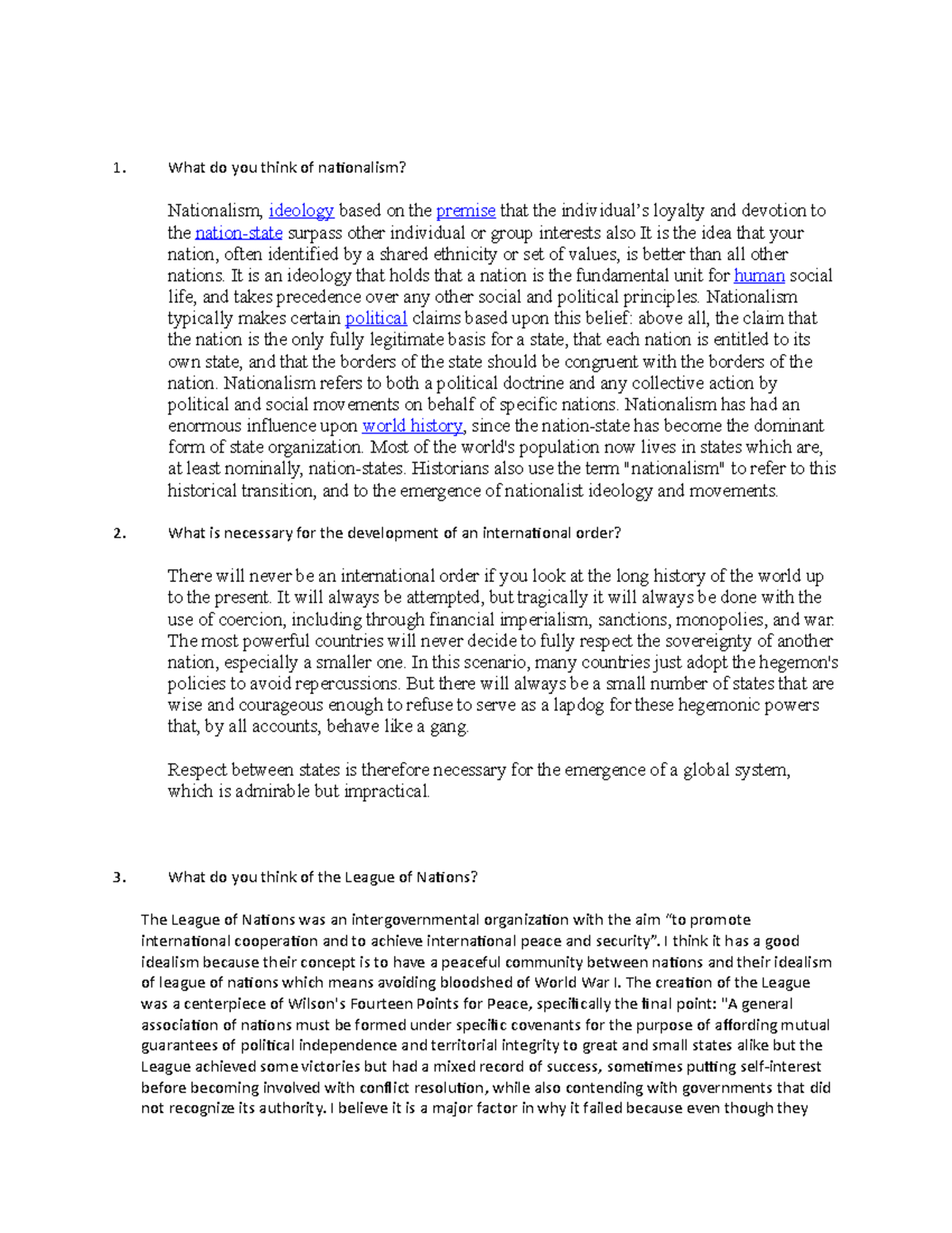 What do you think of nationalism Paul What do you think of