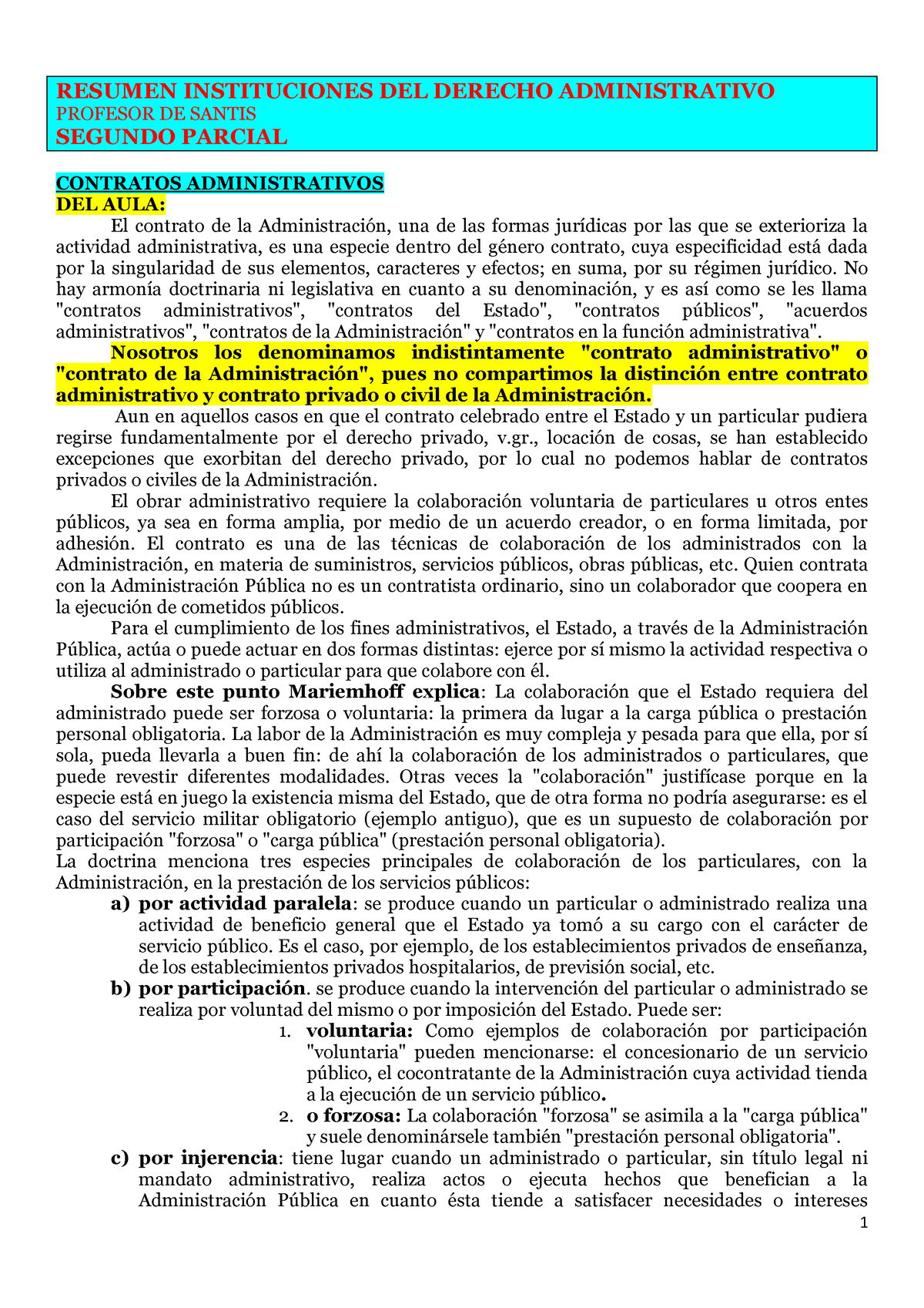 Resumen Derecho Administrativo Segundo Parcial - RESUMEN INSTITUCIONES ...